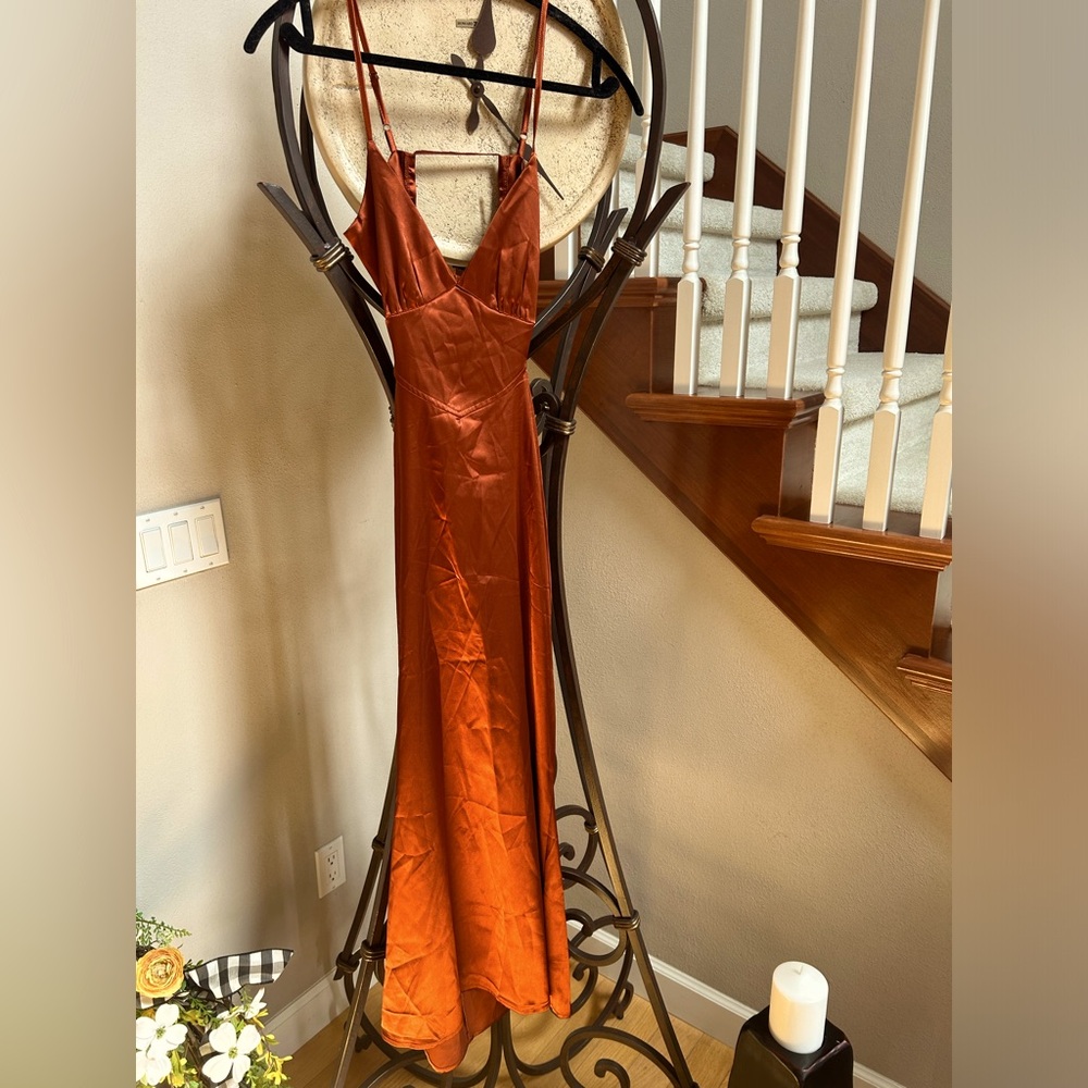 NWT-Gorgeous-Mica-Copper Colored-Midi Length-Cut-Out Dress 🌾😍🌼